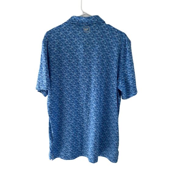 Jim Nantz Vineyard Vines Men's Blue Hibiscus Floral Golf Polo Size Large - Picture 6 of 6